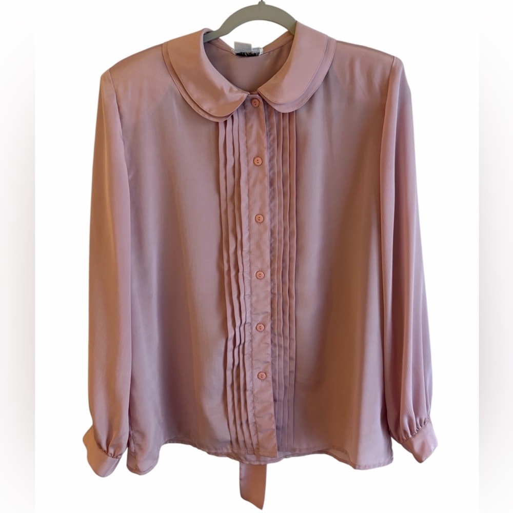 VTG Wilroy Sport Romantic Pink Retro Blouse Size 16/XL Preppy Educator